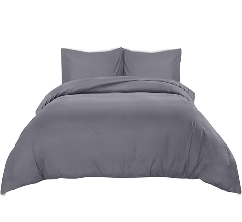 Utopia Bedding Duvet Cover Double - Soft Microfibre Polyester - Bedding Quilt Cover Set, with Pillow cases (Grey)