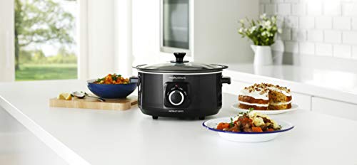 Morphy Richards 3.5L Sear & Stew Slow Cooker, Shatter Resistant Aluminium Pot, 3 Heat Settings, Hob Proof, Easy Clean, 163W, Black, 460012