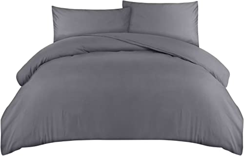 Utopia Bedding Duvet Cover Double - Soft Microfibre Polyester - Bedding Quilt Cover Set, with Pillow cases (Grey)