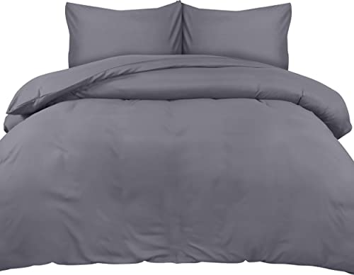 Utopia Bedding Duvet Cover Double - Soft Microfibre Polyester - Bedding Quilt Cover Set, with Pillow cases (Grey)