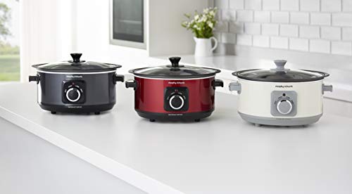 Morphy Richards 3.5L Sear & Stew Slow Cooker, Shatter Resistant Aluminium Pot, 3 Heat Settings, Hob Proof, Easy Clean, 163W, Black, 460012