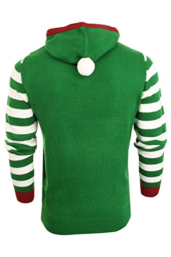 Xact Men's Novelty Hooded Christmas Jumper (Elf - Green) L