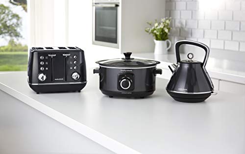 Morphy Richards 3.5L Sear & Stew Slow Cooker, Shatter Resistant Aluminium Pot, 3 Heat Settings, Hob Proof, Easy Clean, 163W, Black, 460012