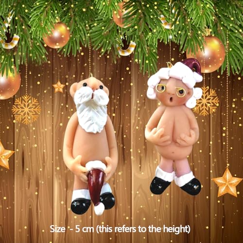 Christmas Naughty Santa Christmas Ornament Decorations 5CM Stocking Cap Santa Ornament Naked Santa Decorative Xmas Decor Ornaments Party Gifts (Small)