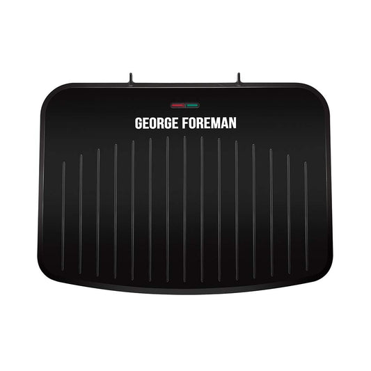 George Foreman Large Electric Fit Grill [Non stick, Healthy, Griddle, Toastie, Hot plate, Panini, BBQ, Energy saving, Vertical storage, Easy clean, Drip tray, Ready to cook light] Black, 2400W 25820