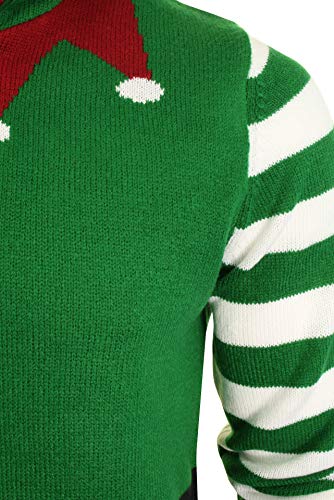 Xact Men's Novelty Hooded Christmas Jumper (Elf - Green) L