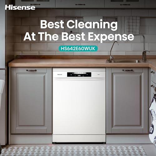 Hisense HS622E90WUK Freestanding Standard Dishwasher 85cm High - E Rated, White, 24 x 23 x 33 inches (L x W x H) [Energy Class E]