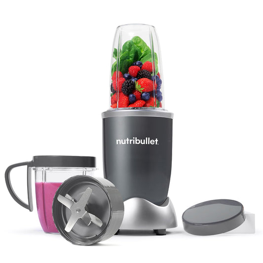 nutribullet Blender 600 Series - Powerful 20,000 RPM Extractor Blends Frozen Fruit, Nuts & Ice - 7 Piece Kit Includes 1x Tall Cup, 1x Short Cup, 1x Handled Ring & 1x Sealable Lid - Ideal for Smoothies