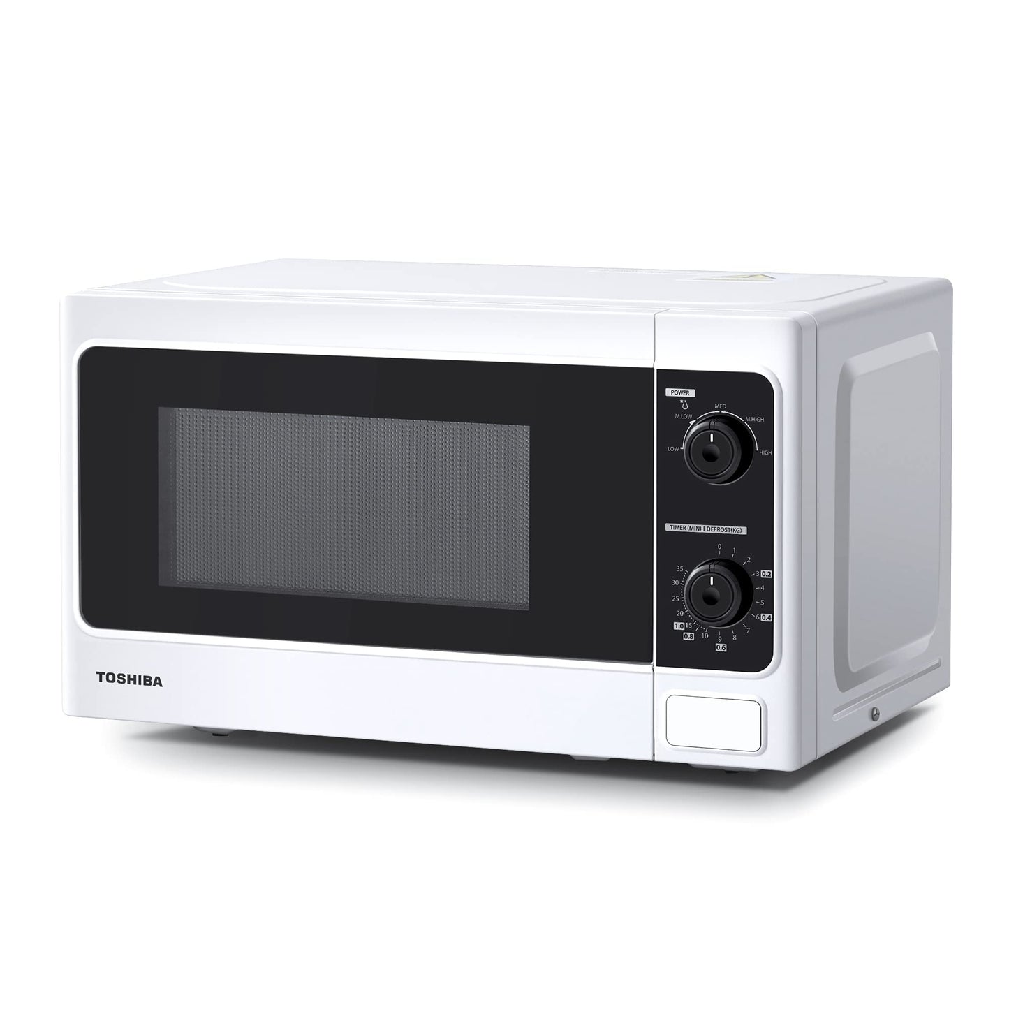 TOSHIBA 20 Liter 800W Manual Control Solo Small Microwave, Compact with 5 Power Levels, Automatic Defrost Function, Perfect for 9'' pizza, Clock and Timer, Easy Clean, White- MM-MM20P(WH)