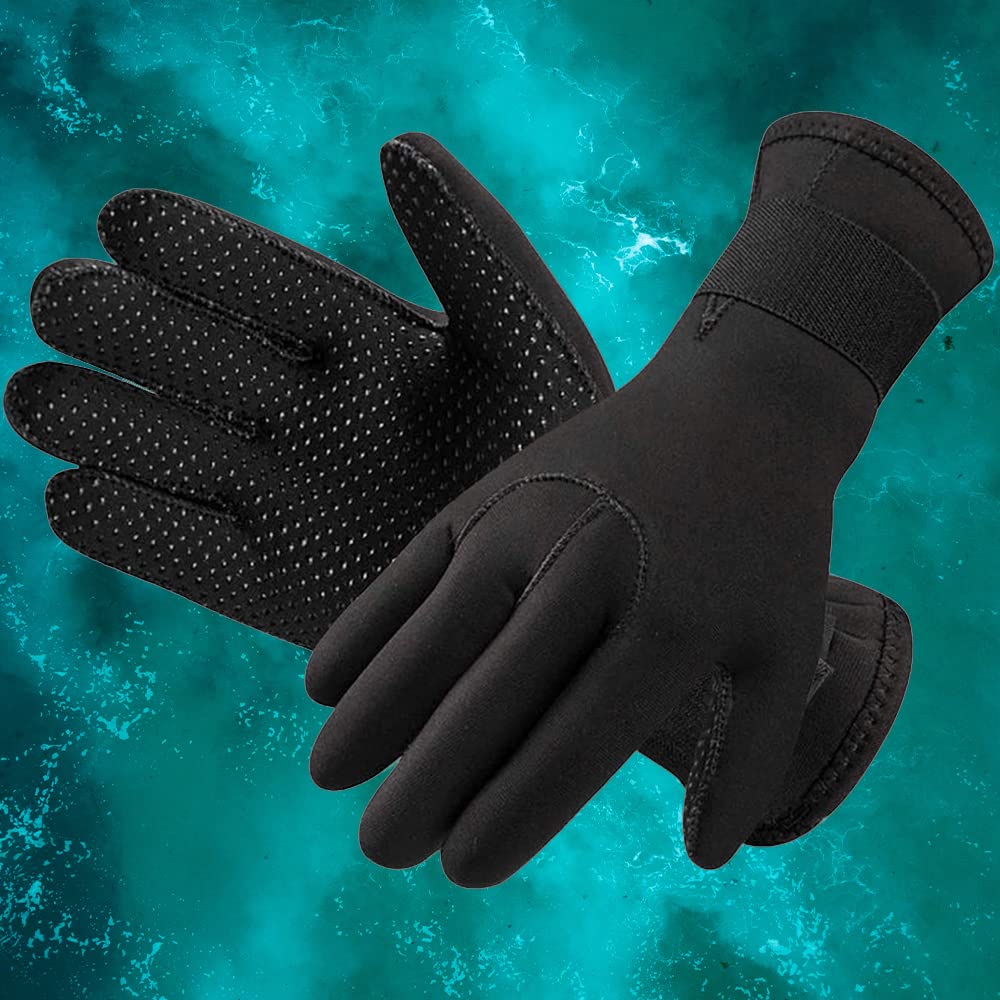 YDQUANI 3mm Neoprene Wetsuit Gloves Anti-slip Thermal Diving Gloves for Men Women Snorkelling Open Water Swimming Surfing