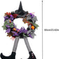 SHAVINGFUN Halloween Decorations,Halloween Wreath,Halloween Witch Wreath Black Wreath with Hat Witches Legs Pumpkin,Indoor Outdoor Home Halloween Decor