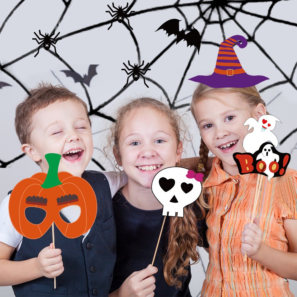 KUUQA Halloween Photo Booth Props Kit Halloween Party Decorations, Pack of 38