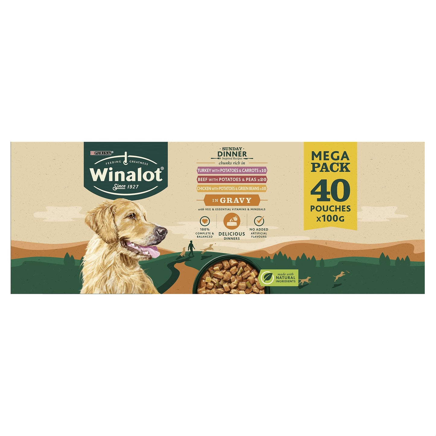 WINALOT Sunday Dinner Mixed in Gravy Wet Dog Food 40x100g