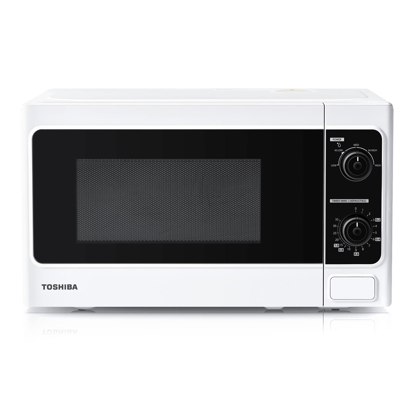 TOSHIBA 20 Liter 800W Manual Control Solo Small Microwave, Compact with 5 Power Levels, Automatic Defrost Function, Perfect for 9'' pizza, Clock and Timer, Easy Clean, White- MM-MM20P(WH)