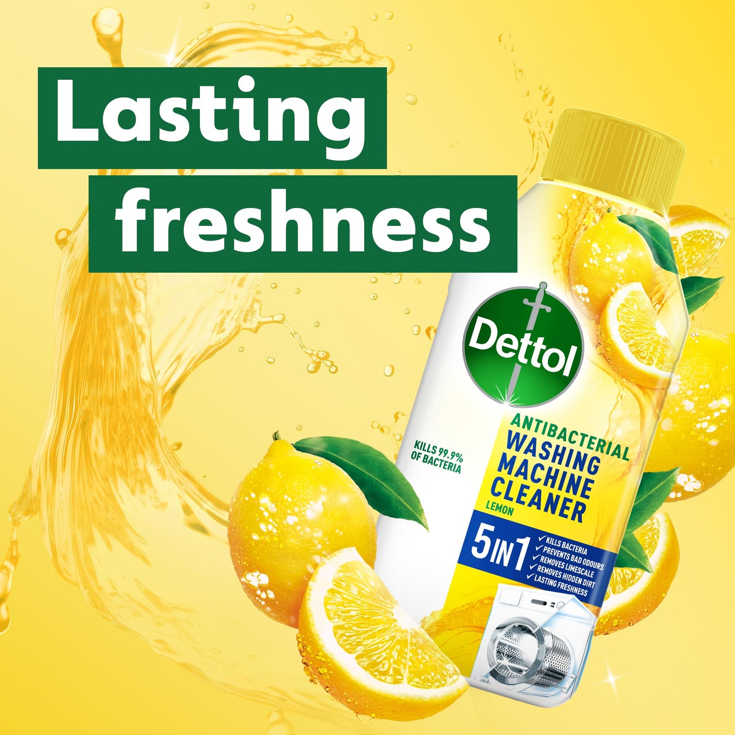 Dettol Washing Machine Cleaner ,Citrus 250ml, Deep Clean, Antibacterial Washing Machine Cleaner, Drum Cleaner, Antibacterial Laundry, Prevents Odours, Kills 99.99% of Germs