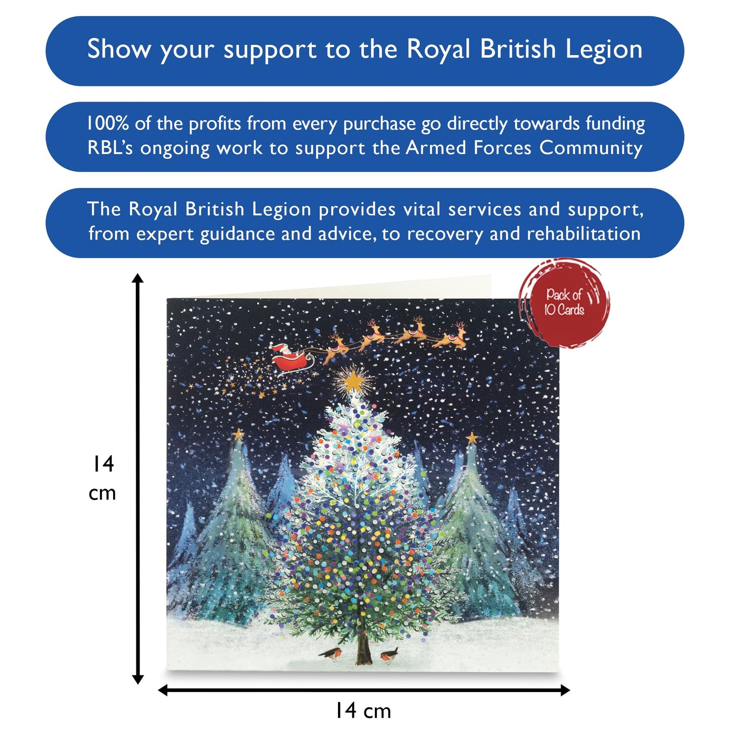 The Royal British Legion Santa on Christmas Eve Christmas Cards - Pack of 10