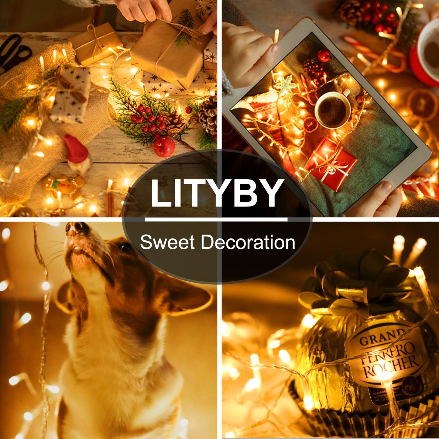 LITYBY Fairy Lights Plug in Waterproof,15M/49ft 120 LED String Lights Main Powered,8 Modes Remote Control Outdoor/Indoor,Garden Christmas Lights for Patio,Bedroom,Party Decorations (Warm White)