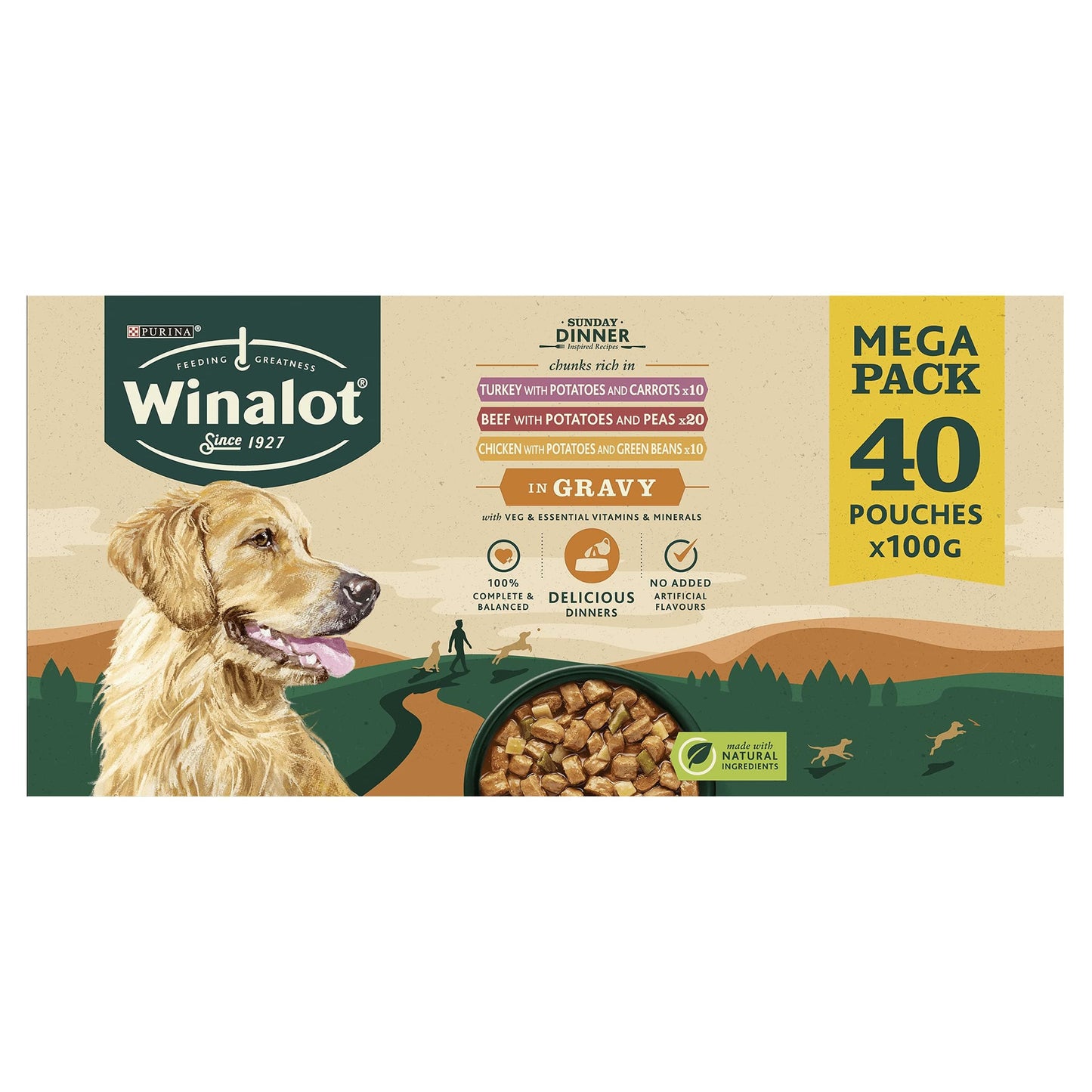 WINALOT Sunday Dinner Mixed in Gravy Wet Dog Food 40x100g