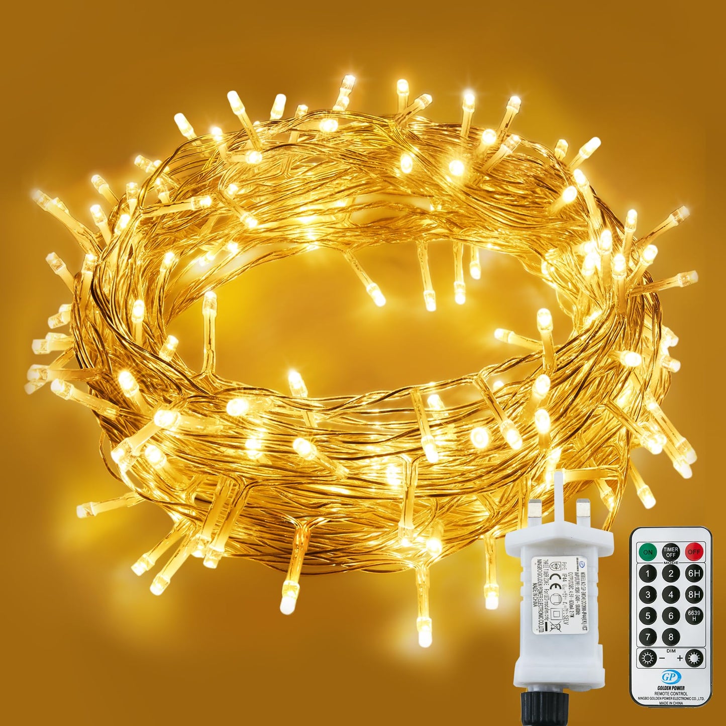 LITYBY Fairy Lights Plug in Waterproof,15M/49ft 120 LED String Lights Main Powered,8 Modes Remote Control Outdoor/Indoor,Garden Christmas Lights for Patio,Bedroom,Party Decorations (Warm White)