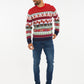 NOROZE Men's Christmas Jumper Novelty Fair Isle Sweater Chunky Knit Xmas Jumpers for Women Unisex Pullover (XL, Reindeer Stripe Ecru)