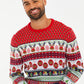 NOROZE Men's Christmas Jumper Novelty Fair Isle Sweater Chunky Knit Xmas Jumpers for Women Unisex Pullover (XL, Reindeer Stripe Ecru)