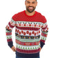 NOROZE Men's Christmas Jumper Novelty Fair Isle Sweater Chunky Knit Xmas Jumpers for Women Unisex Pullover (XL, Reindeer Stripe Ecru)