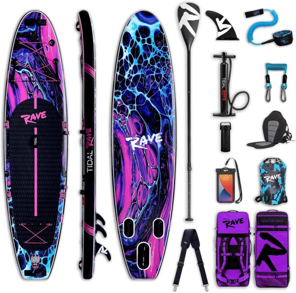 Tidal Rave Inflatable Stand Up Paddle SUP Board 10'6ft with Accessories
